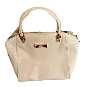 Ted Baker London Pink Leather Crossbody Bag Gold Metal Handle Dust Bag -PreOwned